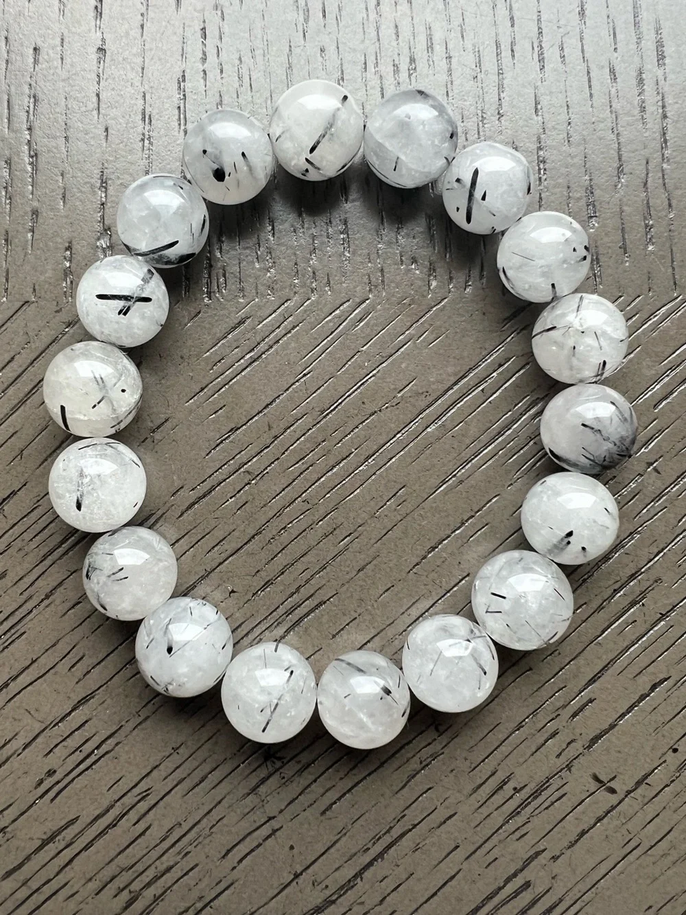 Rutilated tourmaline quartz bracelet 11mm SIZE  6.75’